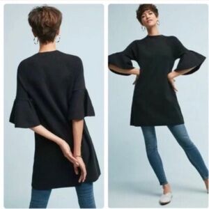Moth Anthropologie Black Knit Dress Bell Sleeves